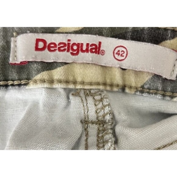VTG Desigual Camo Cargo Pants 42 Boho Embellished Lace-Up Gorpcore Military Y2K - Picture 10 of 12